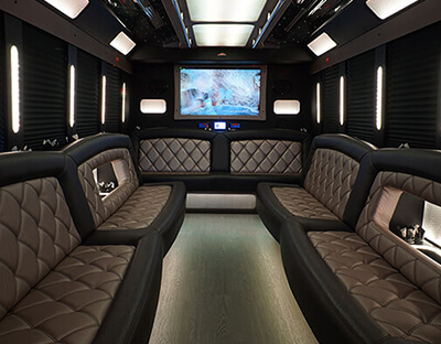 modern tvs in a bus